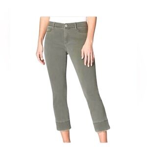 J Jill Denim Authentic Fit Cropped Jeans - Size 14 Petite Olive Green